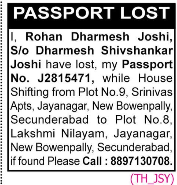 PASSPORT LOST