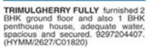PENTHOUSE FOR SALE- Trimulgherry