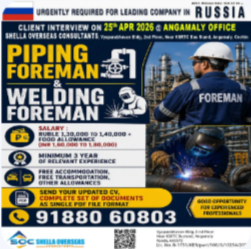 Piping Foreman, Welding Foreman Russia