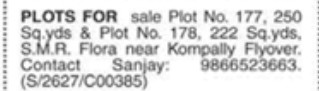 PLOTS FOR SALE AT KOMPALLY