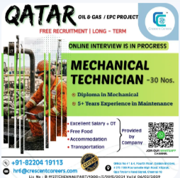 QATAR HIRING – MECHANICAL TECHNICIAN