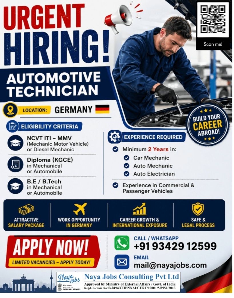 RECRUITING AUTOMOTIVE TECHNICIAN FOR GERMANY