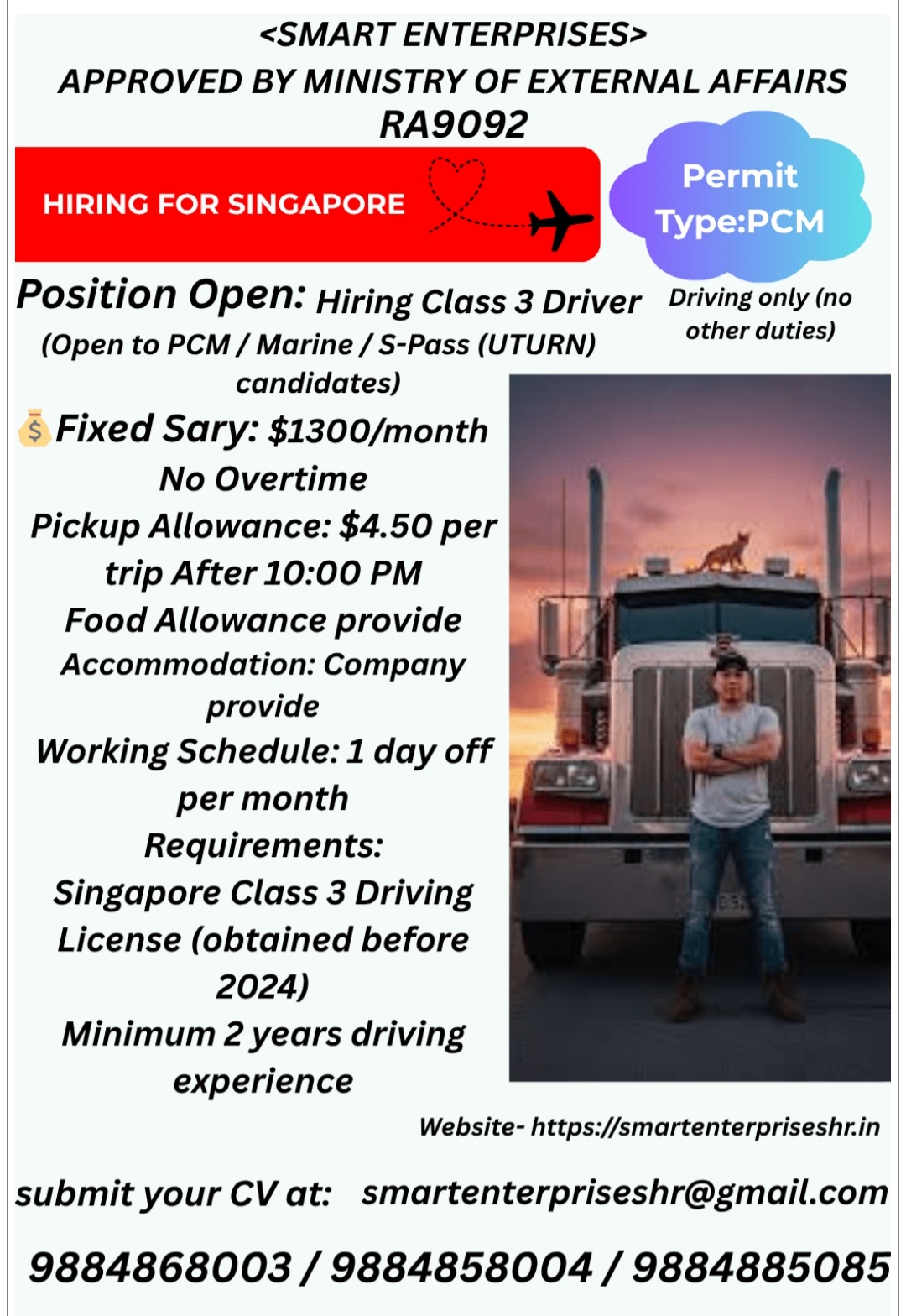 RECRUITING CLASS 3 DRIVER FOR SINGAPORE