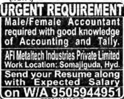 Recruitment for Accountant