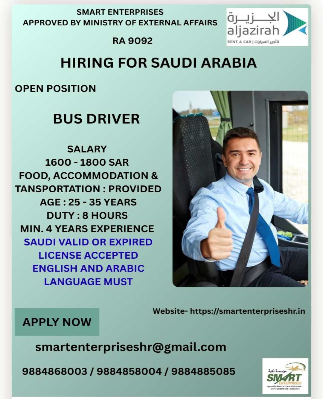 RECRUITMENT FOR BUS DRIVER FOR SAUDI ARABIA