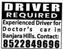 RECRUITMENT FOR DRIVER AT BANJARA HILLS