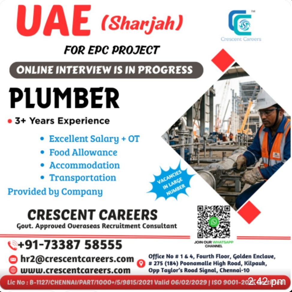 RECRUITMENT FOR EPC OROJECT FOR SHARJAH