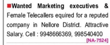 RECRUITMENT FOR MARKETING EXECUTIVES