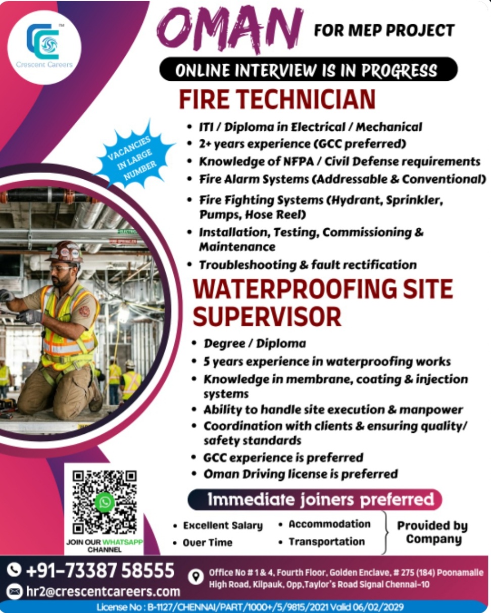 RECRUITMENT FOR MEP PROJECT FOR OMAN