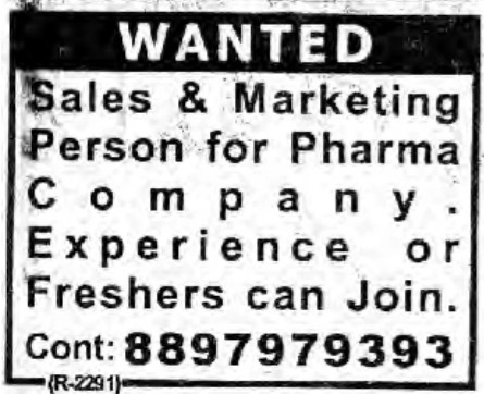Recruitment for Pharma Company