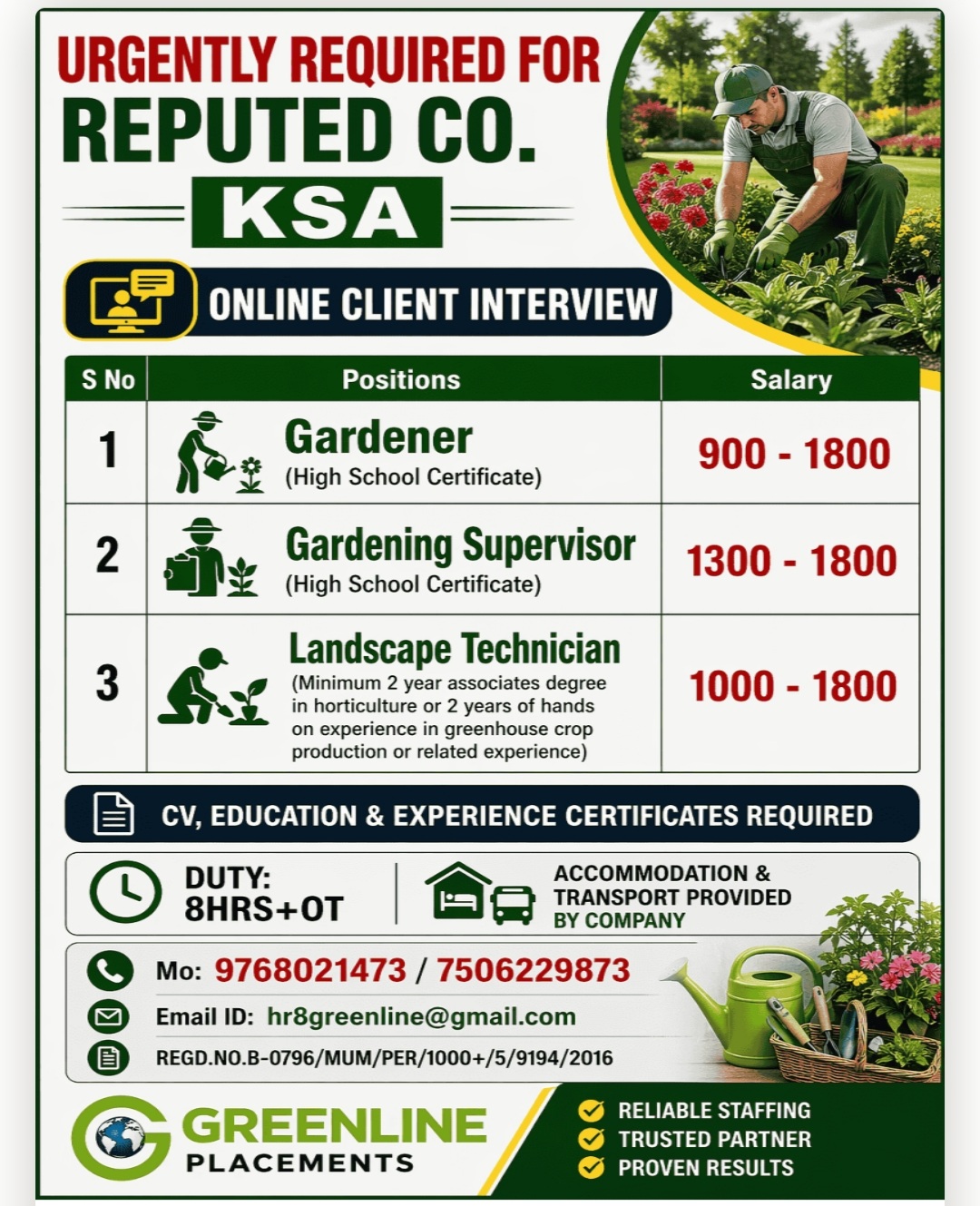 RECRUITMENT FOR REPUTED COMPANY FOR KSA