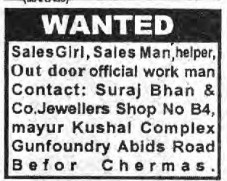 RECRUITMENT FOR SALE'S PERSON & HELPERS