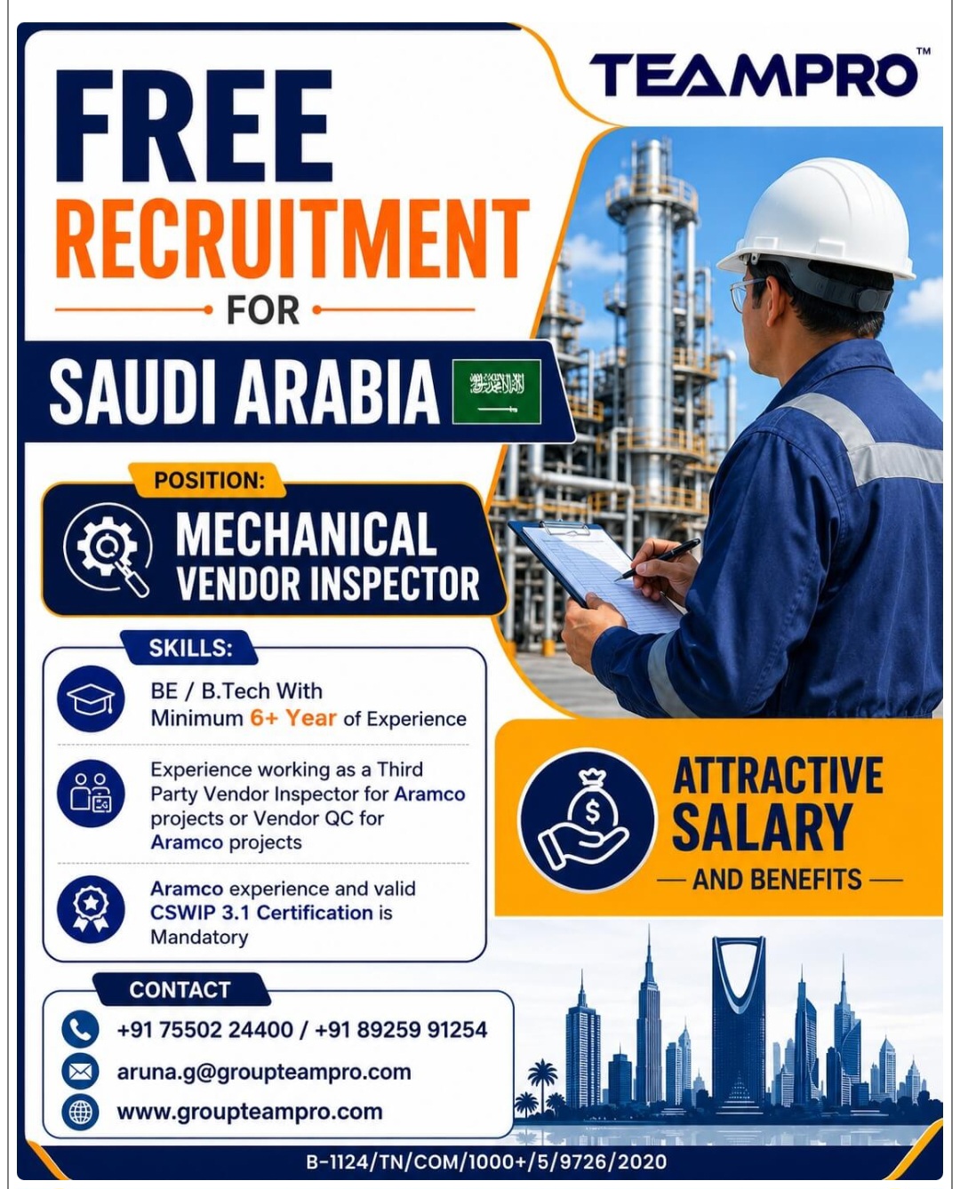 RECRUITMENT FOR SAUDI ARABIA