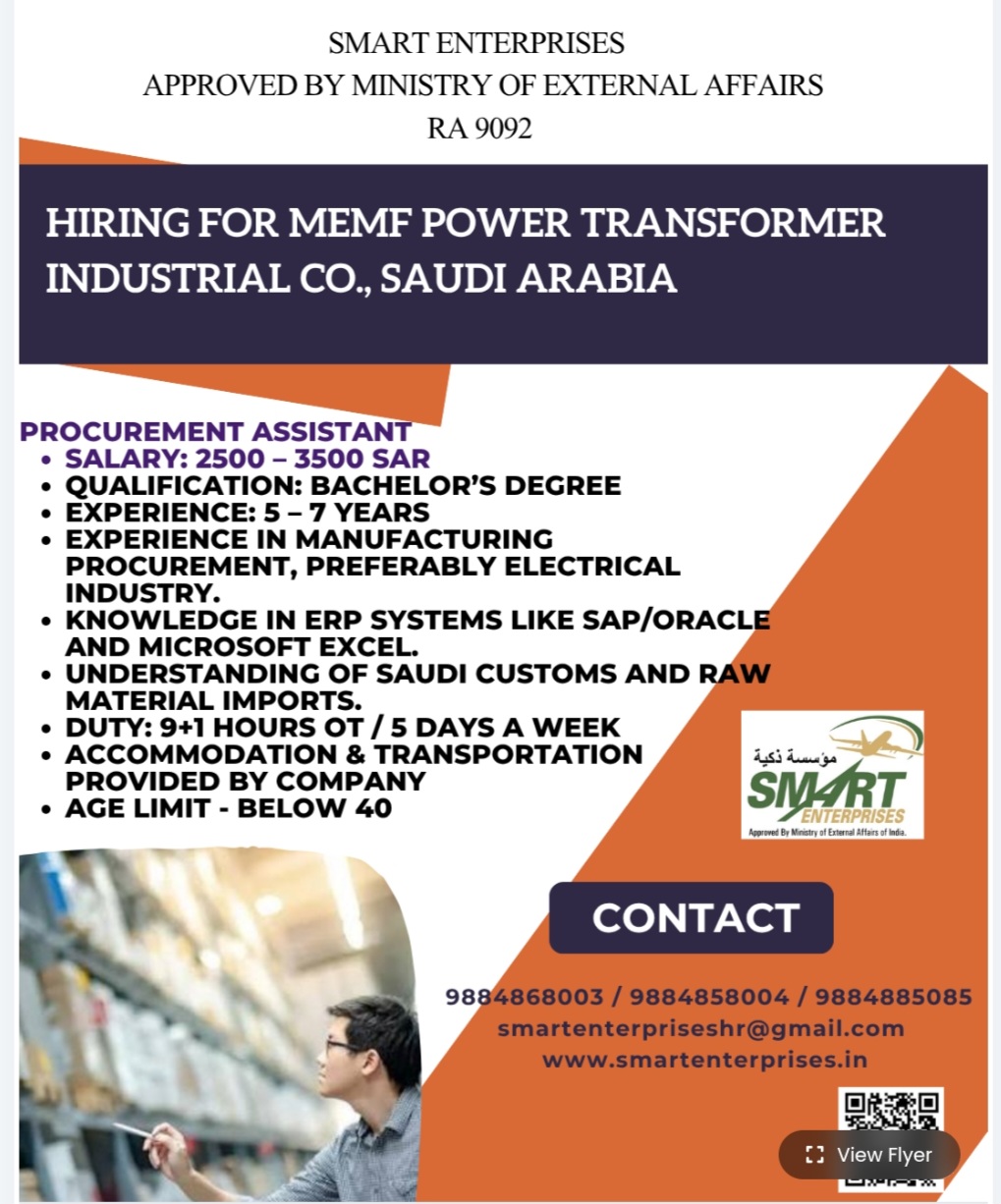 RECRUITMENT FOR SAUDI ARABIA