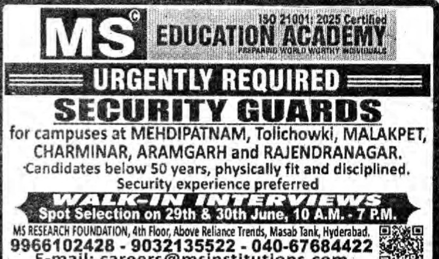 Recruitment for Security Guard