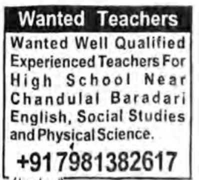 Recruitment for Teachers