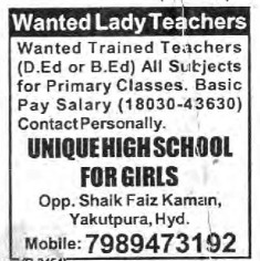 RECRUITMENT FOR TEACHERS