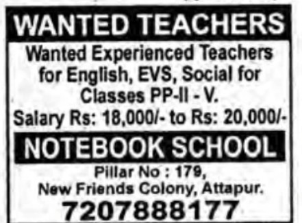 RECRUITMENT FOR TEACHERS