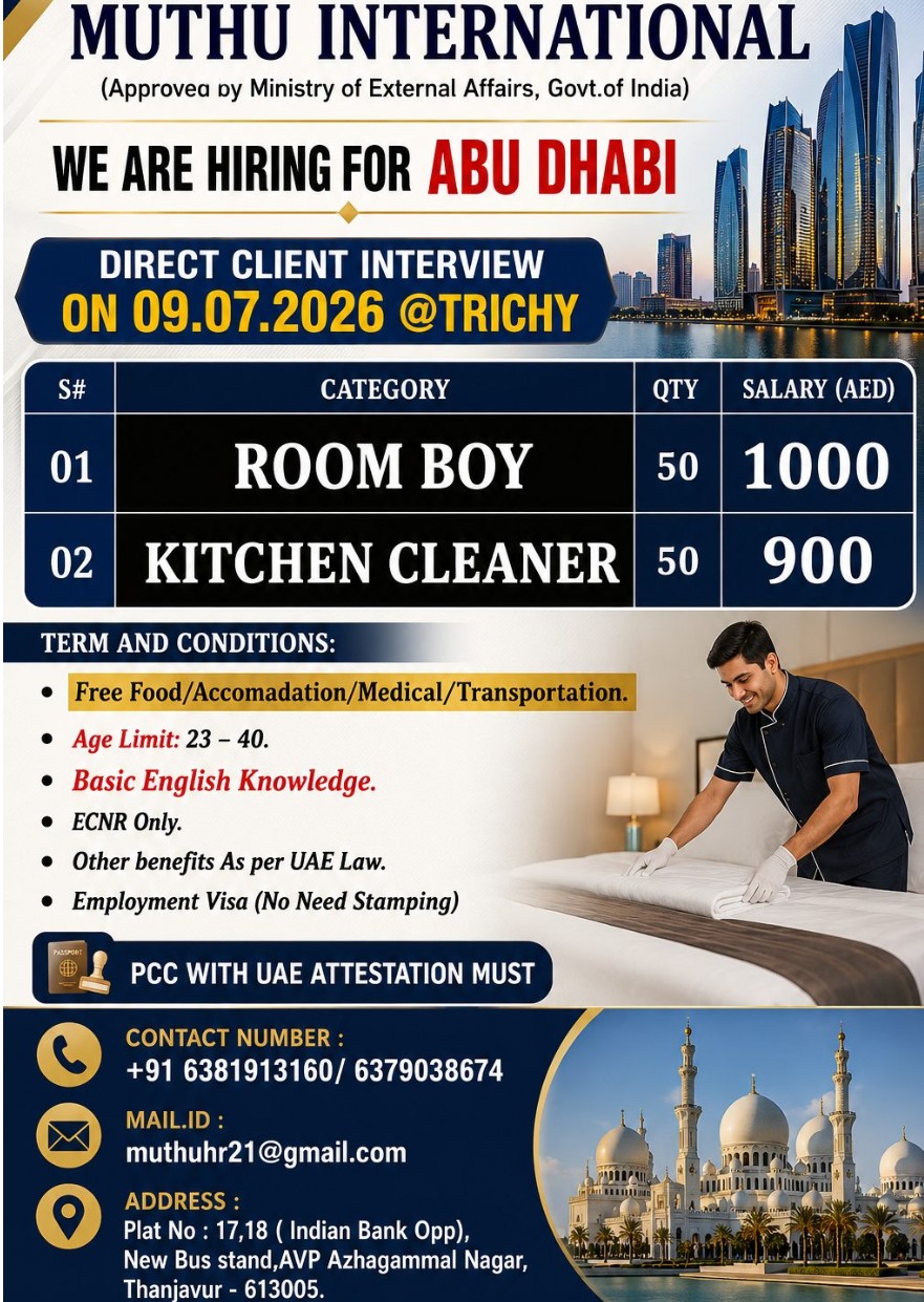 REPUTED COMPANY IS HIRING FOR ABU DHABI