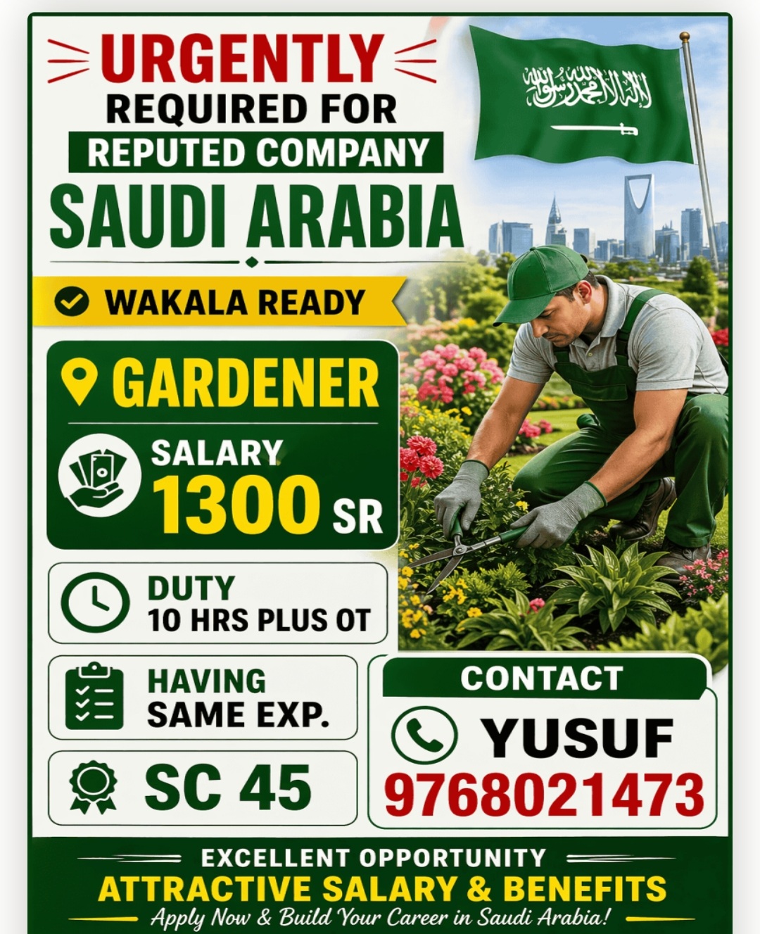 REPUTED COMPANY IS HIRING FOR SAUDI ARABIA