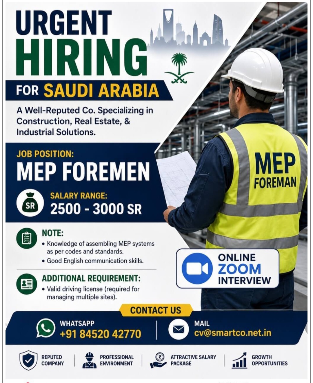 REPUTED SPECIALIZING AND CONSTRUCTION COMPANY IS HIRING