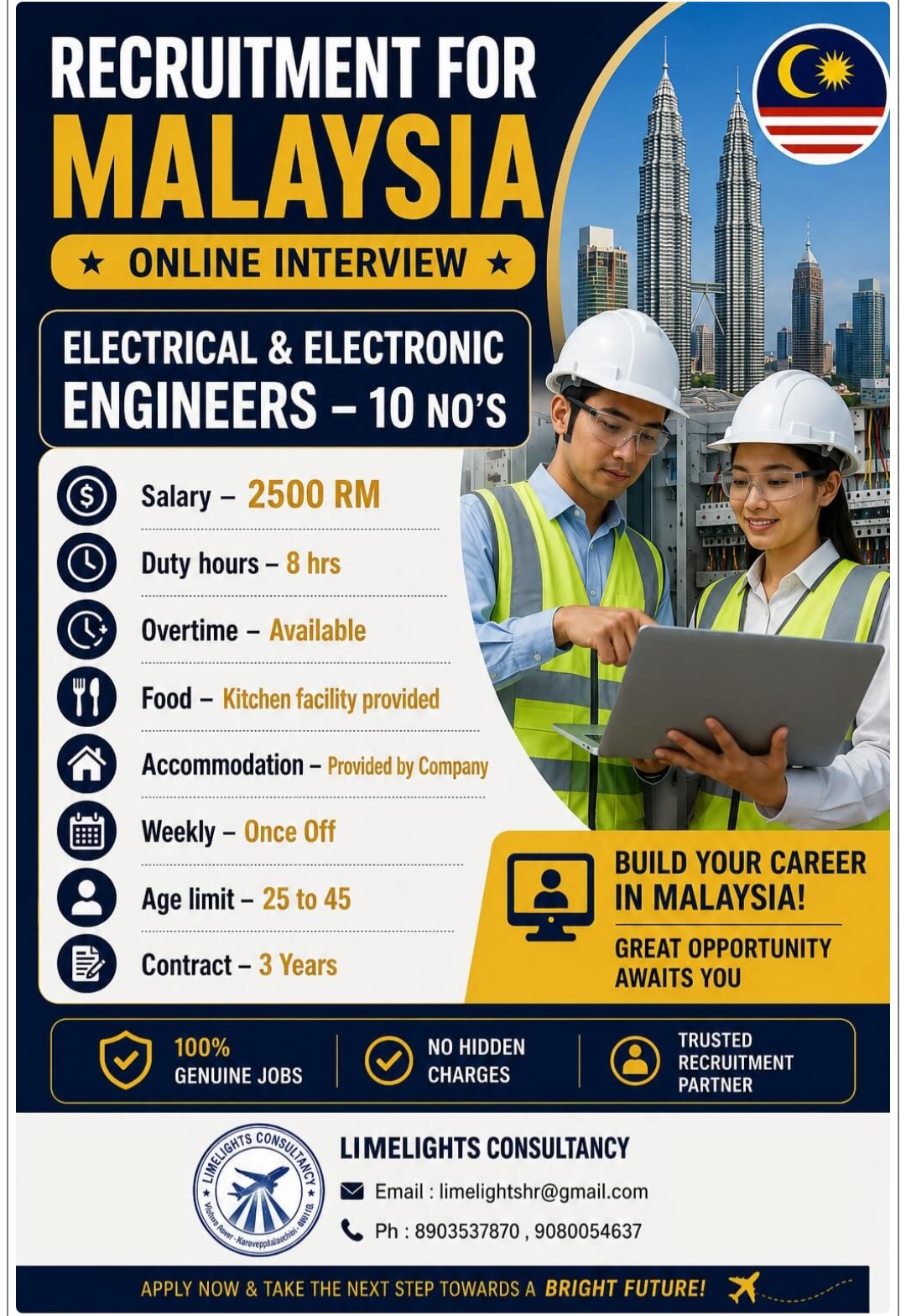 REQUIRED ENGINEERS FOR MALAYSIA