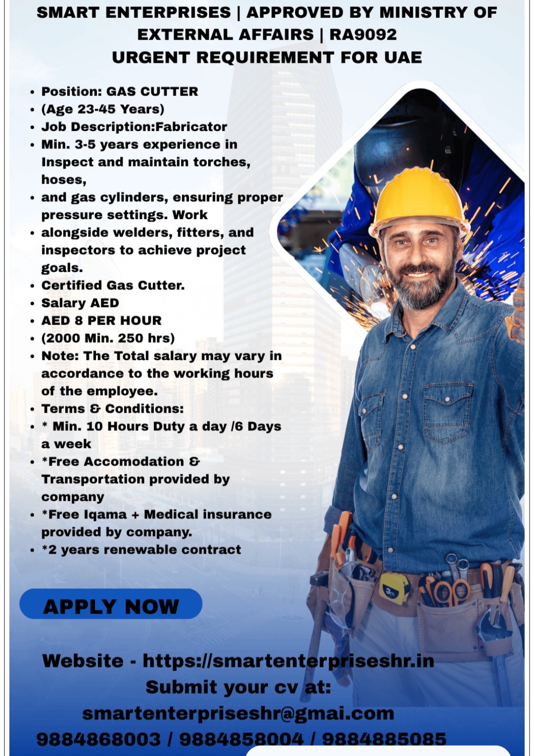 REQUIRED GAS CUTTER FOR UAE