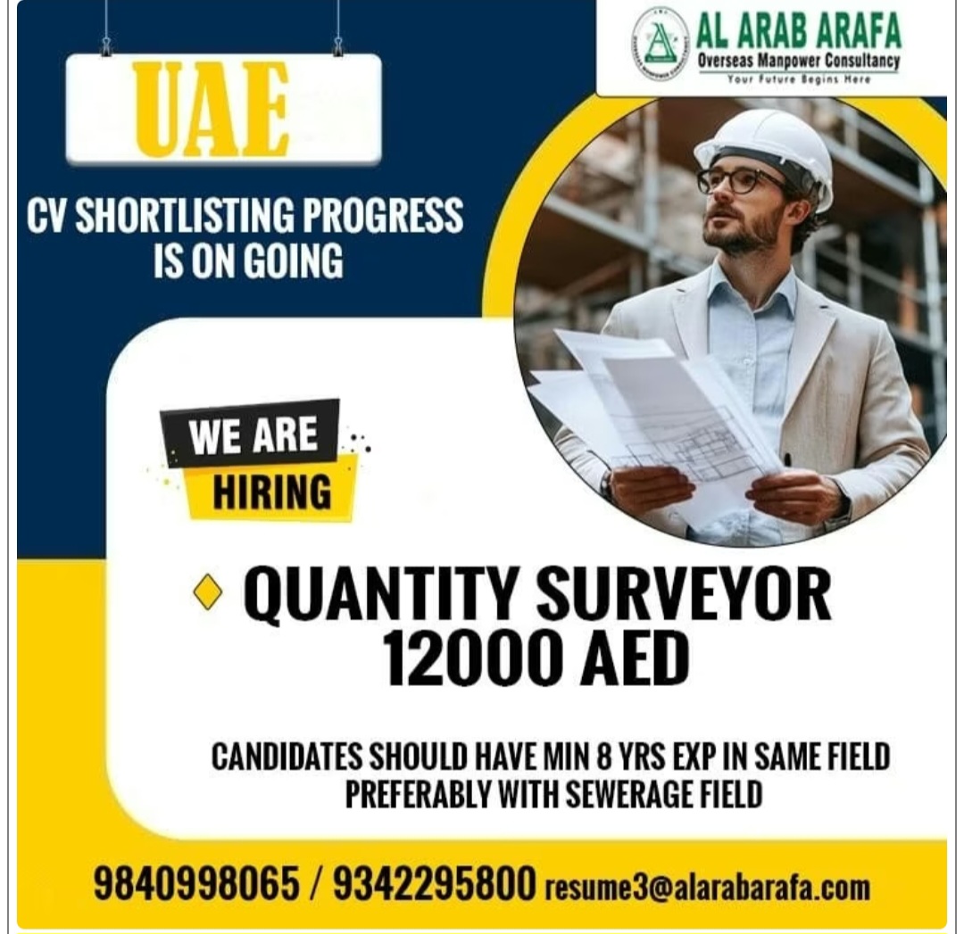 REQUIRED QUANTITY SURVEYOUR FOR UAE