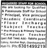 Required Staff For School
