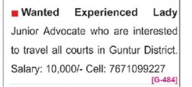 REQUIREMENT FOR ADVOCATE