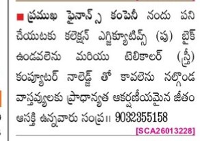 REQUIREMENT FOR COLLECTION EXECUTIVE