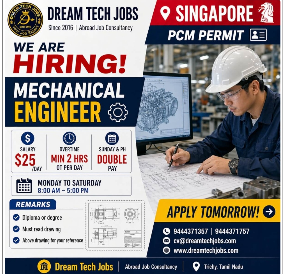 REQUIREMENT FOR ENGINEER AT SINGAPORE