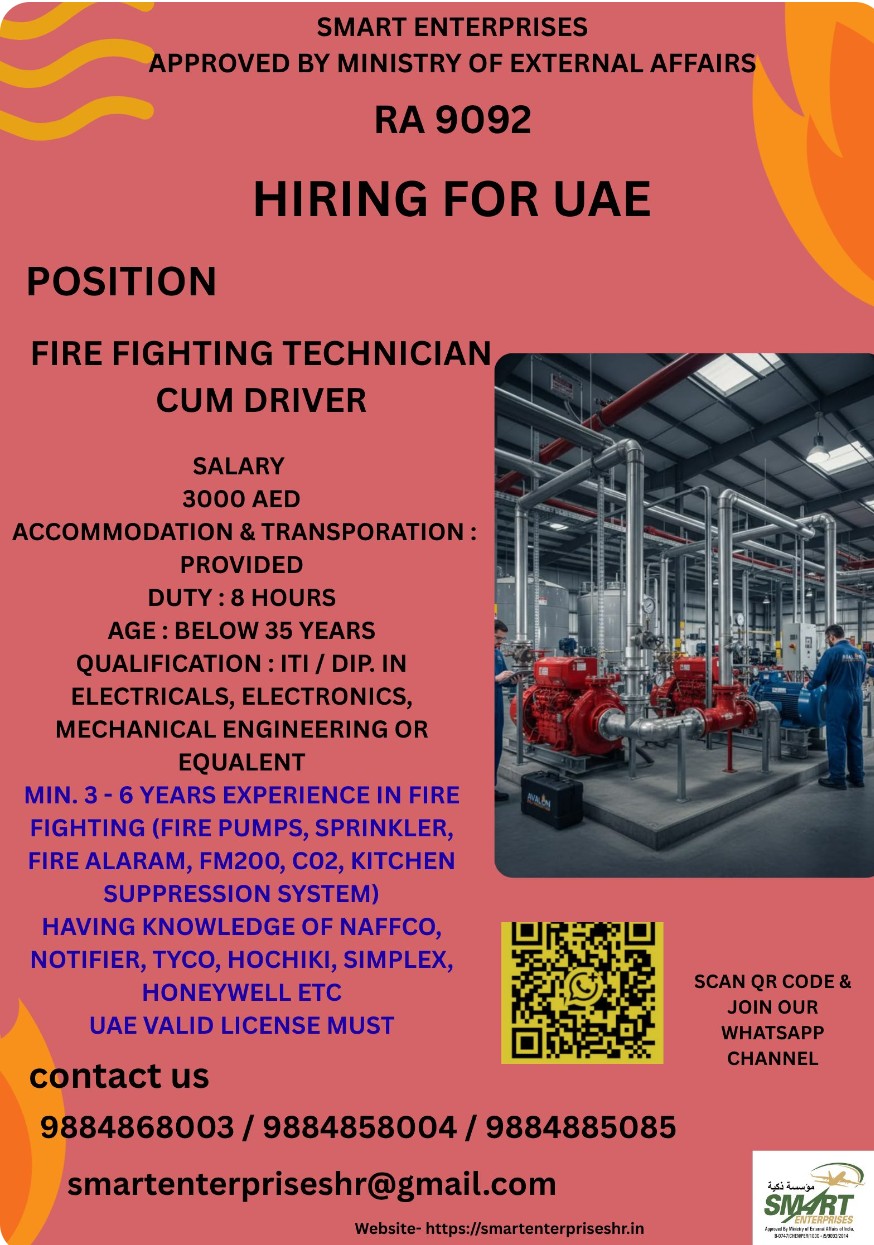 REQUIREMENT FOR FURE FIGHTING TECHNICIAN FOR UAE