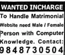 Requirement for Incharge