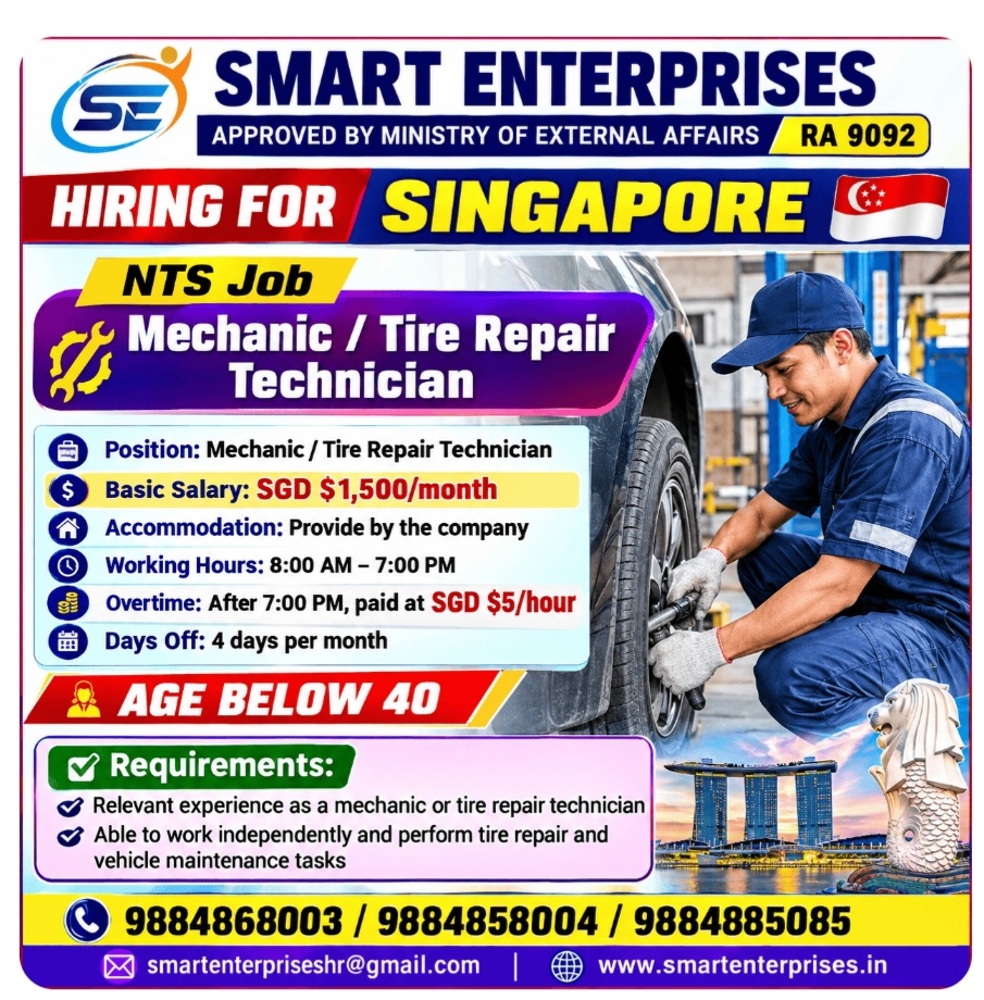 Requirement for Mechanic / Tire Repair Technician