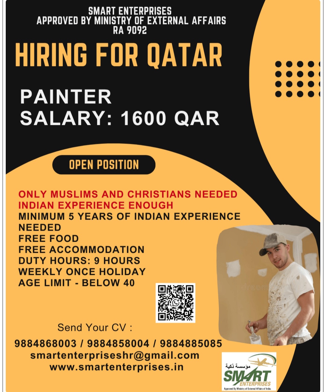 REQUIREMENT FOR PAINTER FOR QATAR