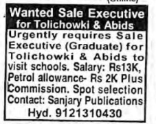 REQUIREMENT FOR SALE'S EXECUTIVE