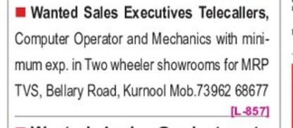 REQUIREMENT FOR SALES EXECUTIVE