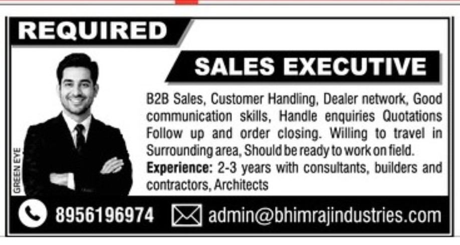 REQUIREMENT FOR SALES EXECUTIVE