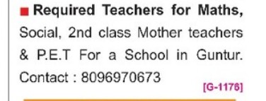 REQUIREMENT FOR TEACHER