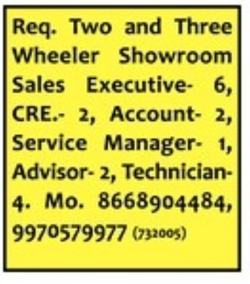 REQUIREMENT FOR TWO AND THREE WHEELER SHOWROOM