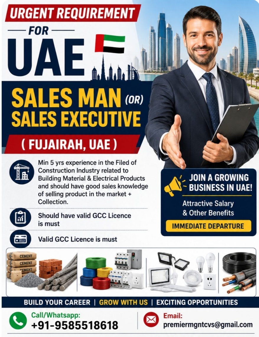 requirement for UAE Sales Executive