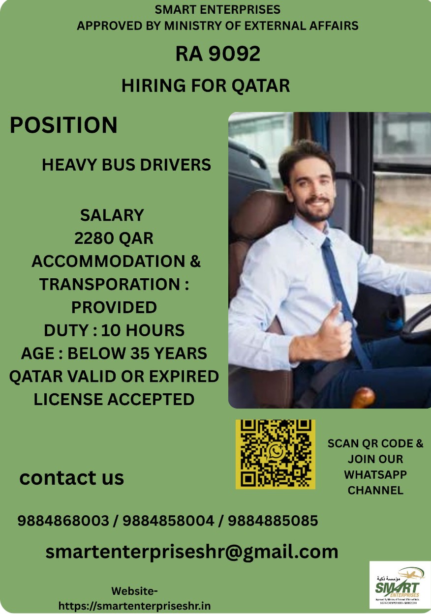 REQUIREMENT OF BUS DRIVER FOR QATAR