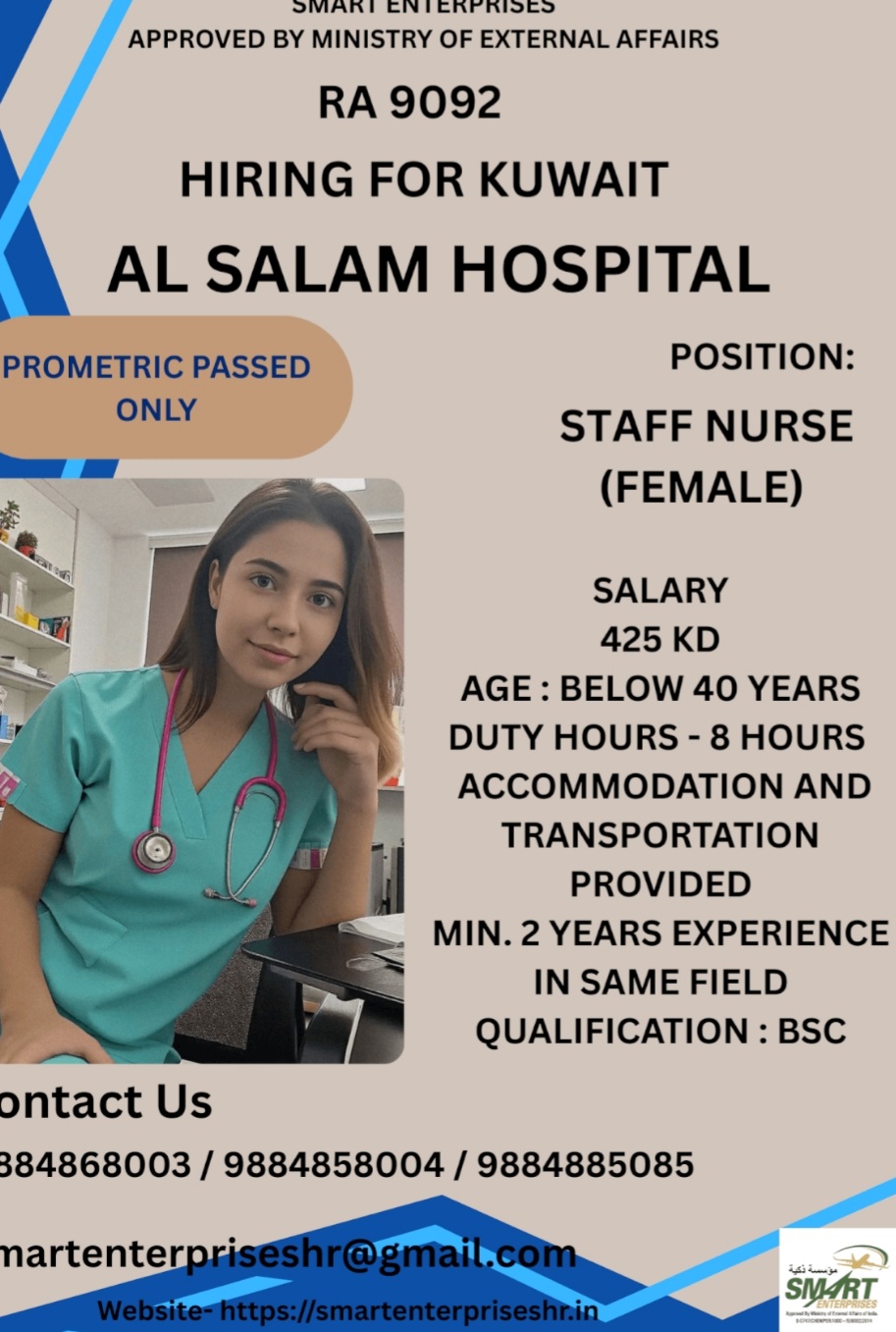 REQUIREMENT OF STAFF NURSE AT  KUWAIT