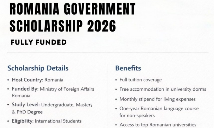 Romania Government Scholarship 2026 | Fully Funded | Study in Europe