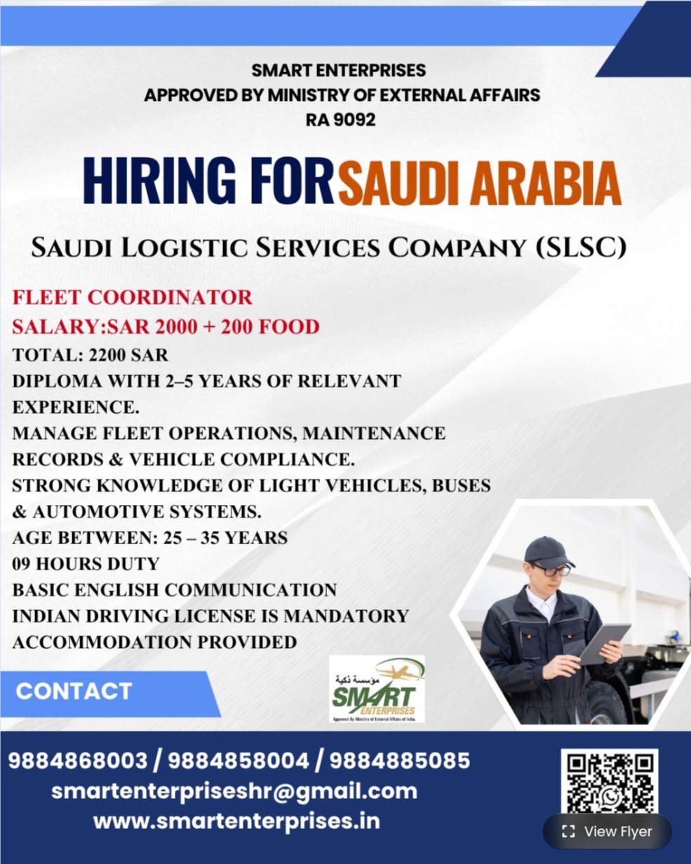 SAUDI LOGISTICS SERVICES COMPANY IS HIRING