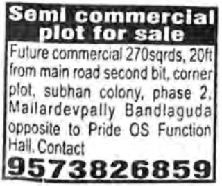 SEMI COMMERCIAL PLOTS FOR SALE