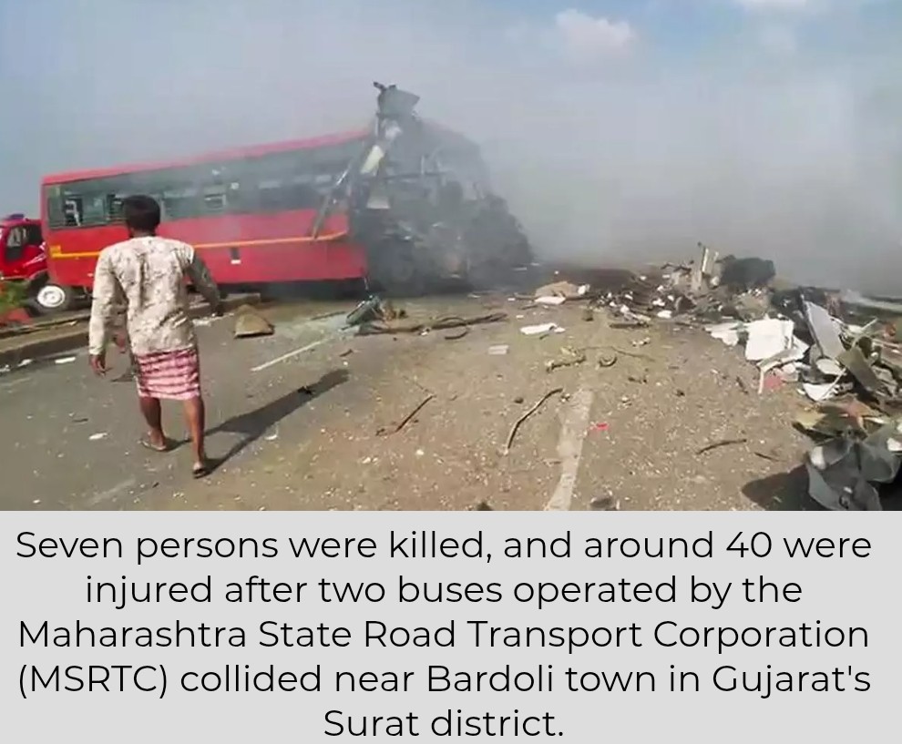 Seven Killed, 40 Hurt as Two Buses from Maharashtra Collide Near Surat