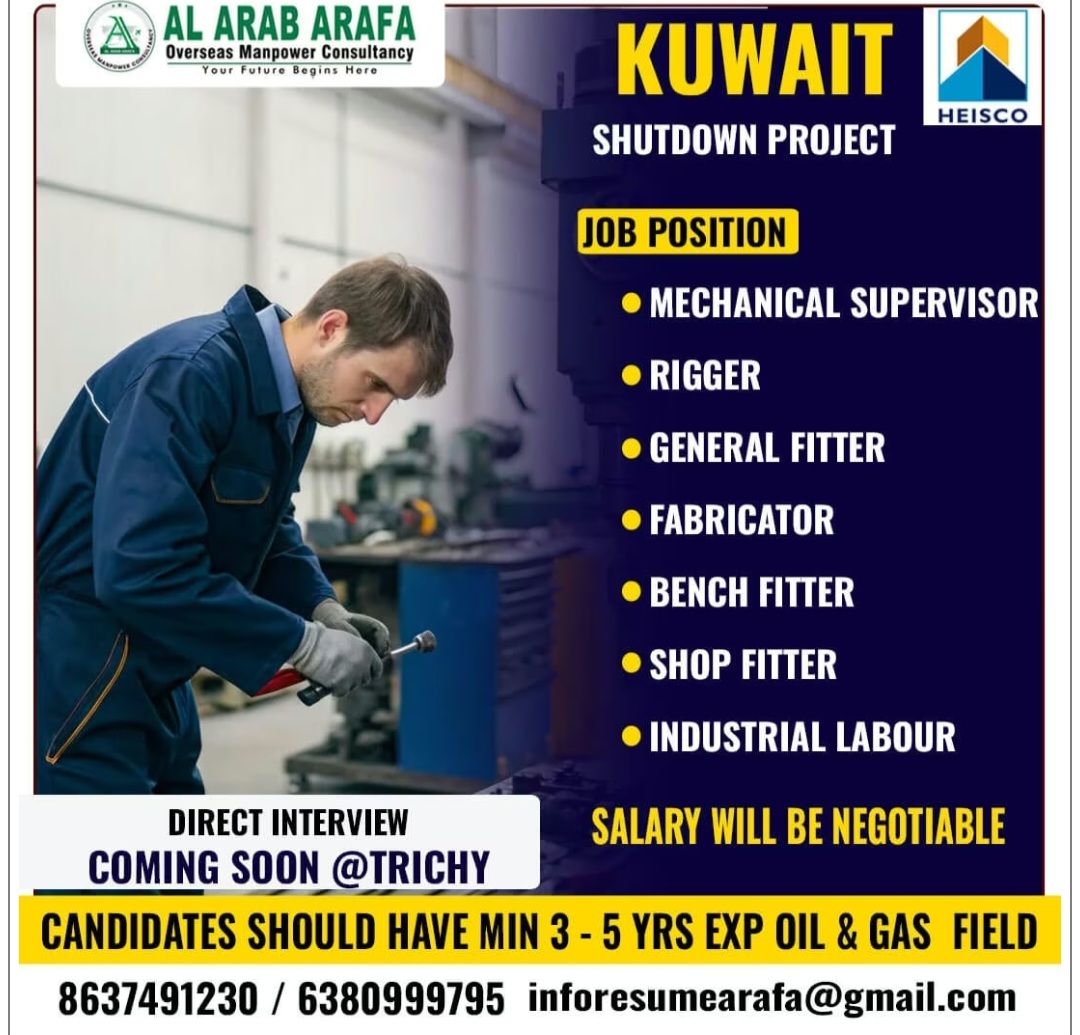 SHITDOWN PROJECT RECRUITMENT FOR KUWAIT