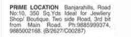 SHOPS FOR SALE AT BANJARA HILLS